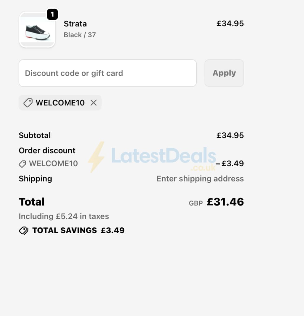 Screenshot of the Heavenly Feet discount code working