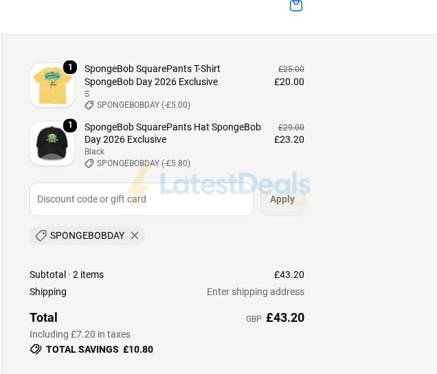 Screenshot of the Paramount Shop discount code working