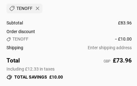 Screenshot of the Hollywood Mirrors discount code working