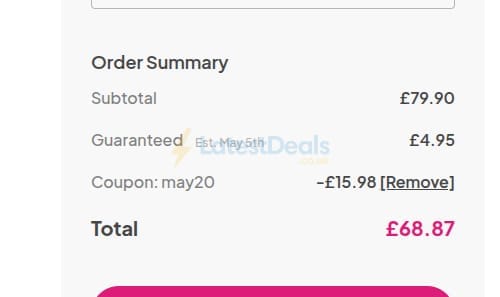 Screenshot of the Pulse & Cocktails discount code working