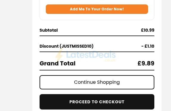 Screenshot of the Vapoholic discount code working