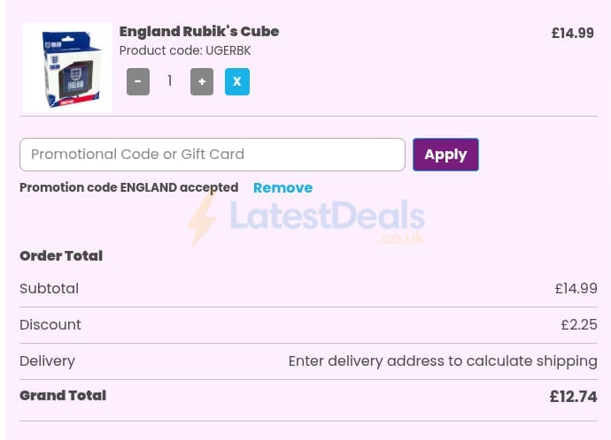 Screenshot of the Happy Puzzle discount code working