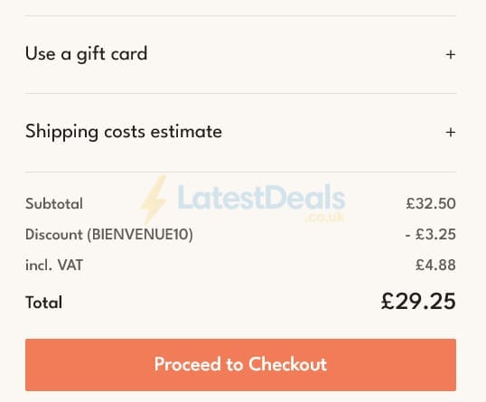 Screenshot of the Monbento discount code working