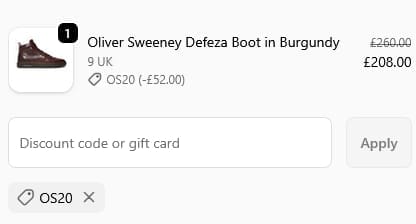 Screenshot of the Norton Barrie discount code working