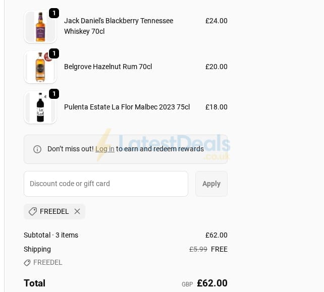 Screenshot of the Threshers discount code working