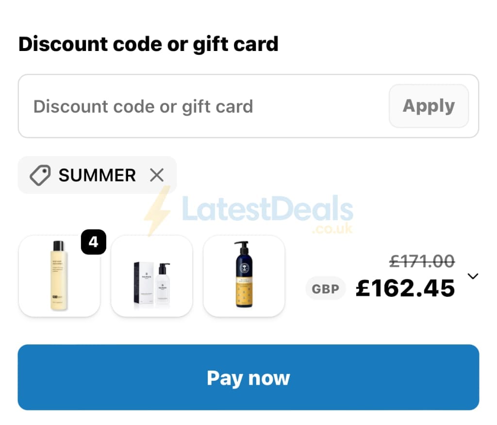 Screenshot of the Maleskin discount code working