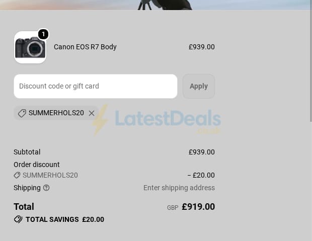 Screenshot of the Hdew Cameras discount code working