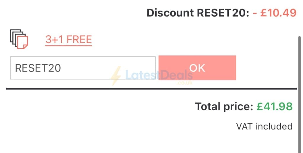 Screenshot of the UKposters discount code working