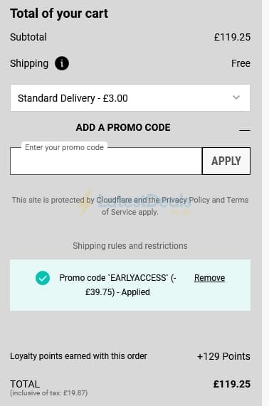 Screenshot of the Kiehl's discount code working