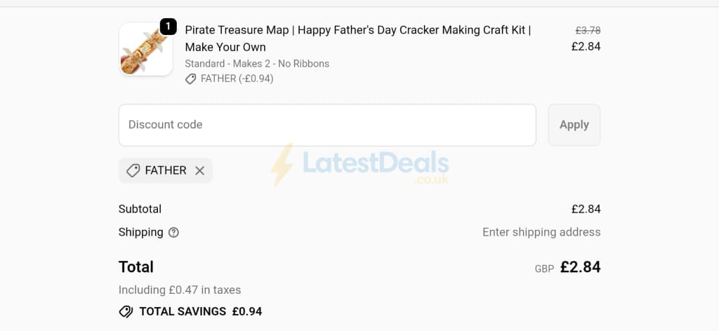 Screenshot of the Little Crafty Bugs discount code working