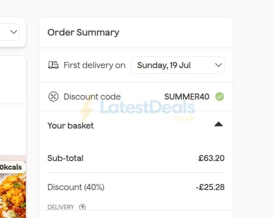 Screenshot of the Frive discount code working