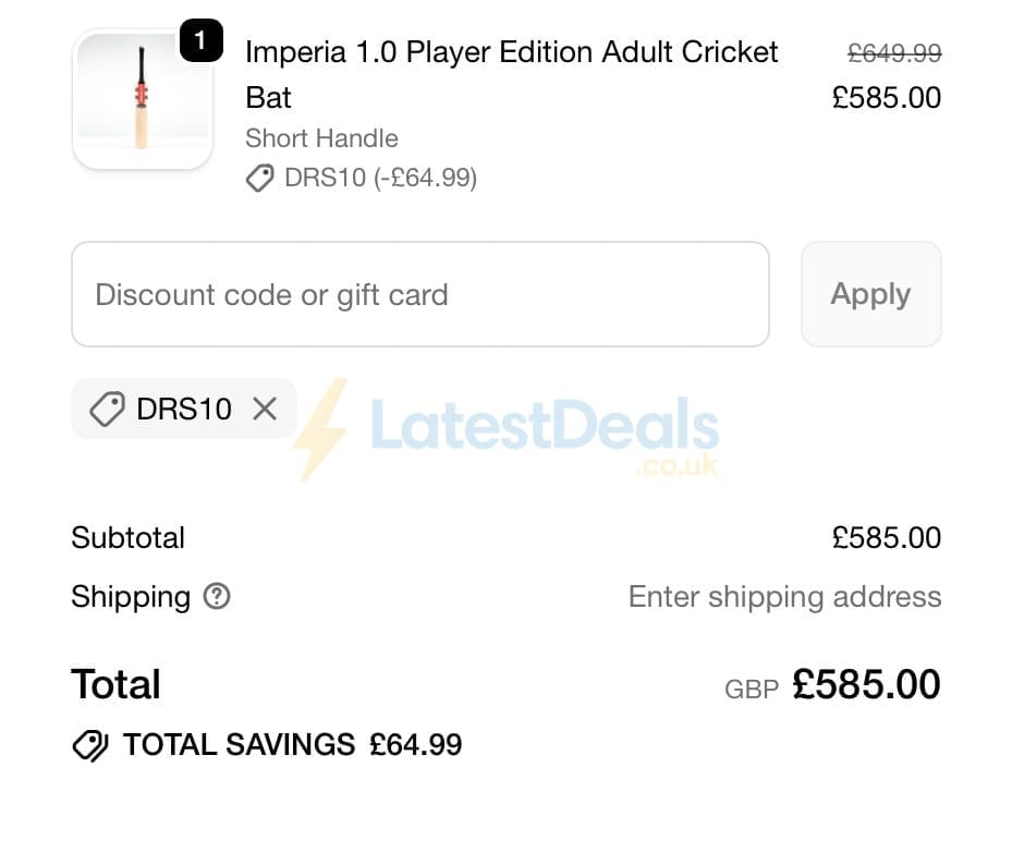 Screenshot of the Gray-Nicolls discount code working