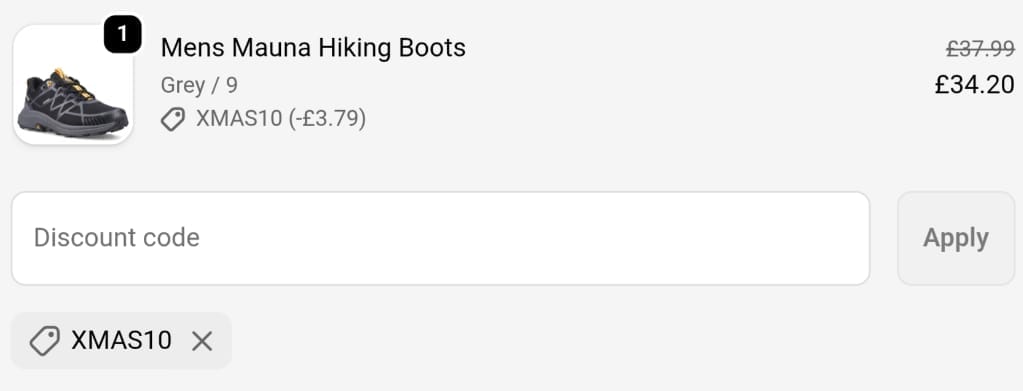 Screenshot of the HI-TEC discount code working