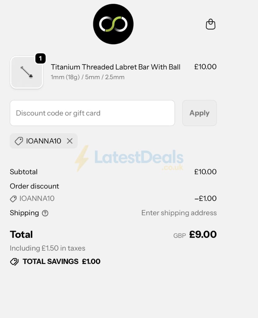Screenshot of the Stretch It Body Jewellery discount code working