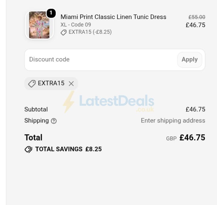 Screenshot of the NoLoGoChic discount code working