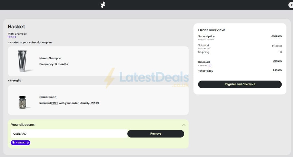 Screenshot of the Sons discount code working