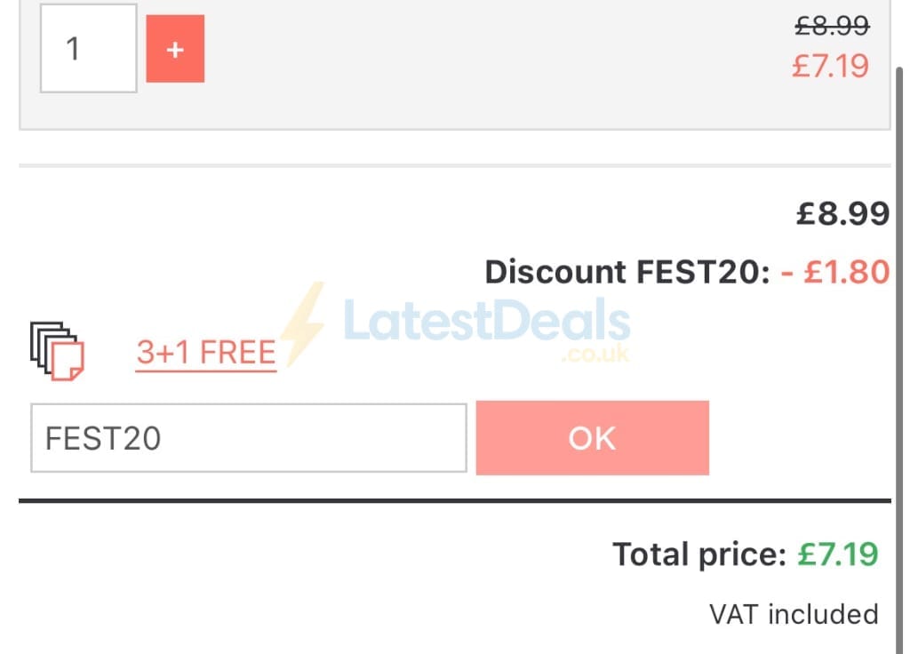 Screenshot of the UKposters discount code working