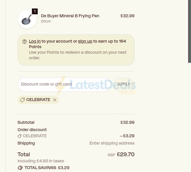 Screenshot of the Sous Chef discount code working