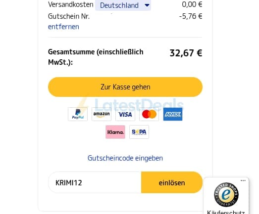 Screenshot of the medimops discount code working