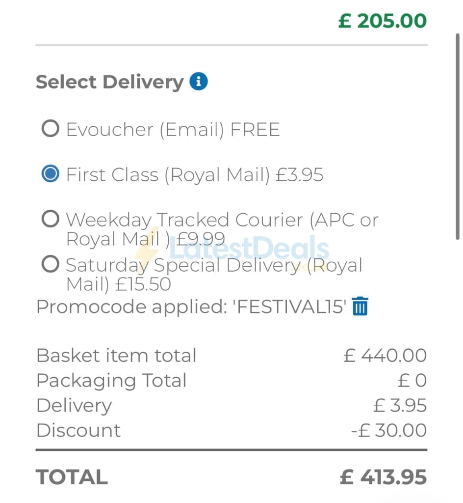 Screenshot of the Into The Blue discount code working