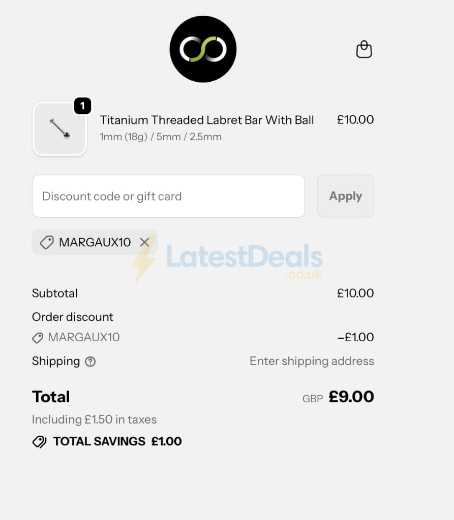 Screenshot of the Stretch It Body Jewellery discount code working