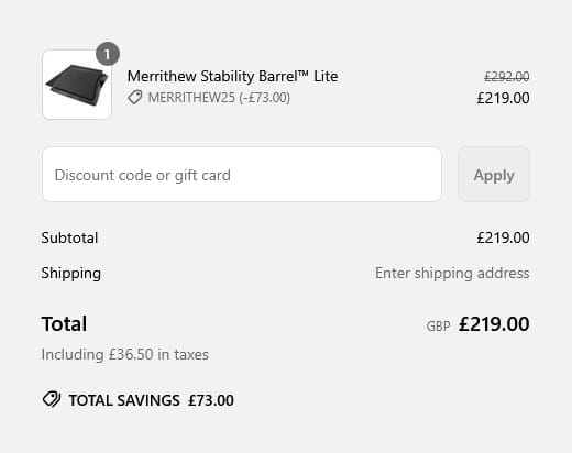 Screenshot of the Best Gym Equipment discount code working