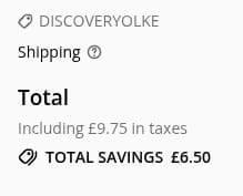 Screenshot of the Yolke discount code working
