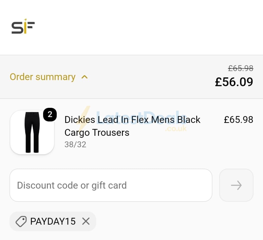 Screenshot of the Sport It First discount code working
