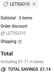 Screenshot of the WooWoo discount code working