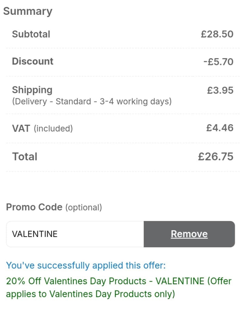 Screenshot of the Baker Ross discount code working