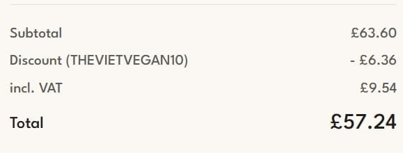 Screenshot of the Monbento discount code working