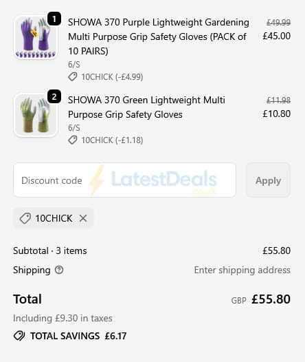 Screenshot of the Mstore discount code working
