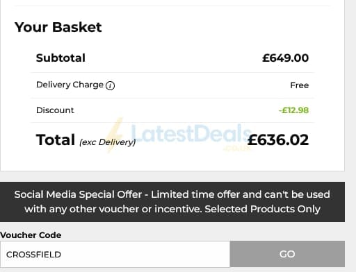 Screenshot of the The Golf Shop Online discount code working