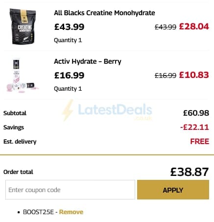 Screenshot of the Healthspan UK Elite discount code working