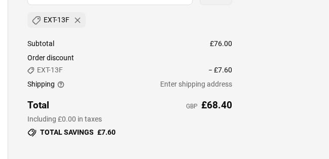 Screenshot of the Je Joue discount code working