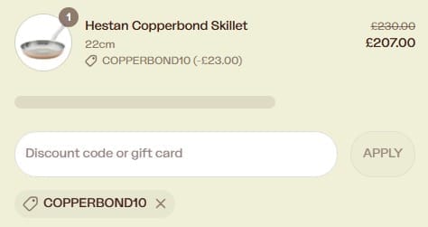 Screenshot of the Sous Chef discount code working