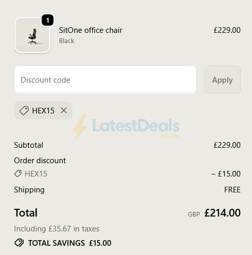 Screenshot of the Desktronic discount code working