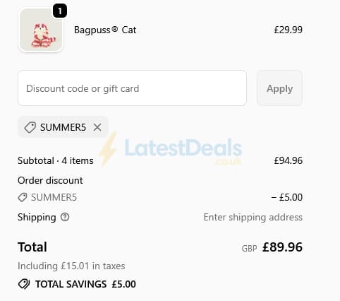 Screenshot of the Warmies discount code working