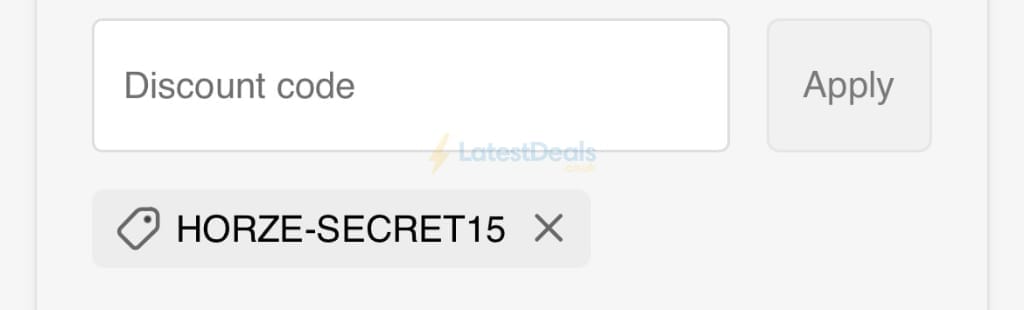 Screenshot of the Horze discount code working