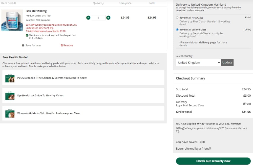 Screenshot of the Nature's Best discount code working