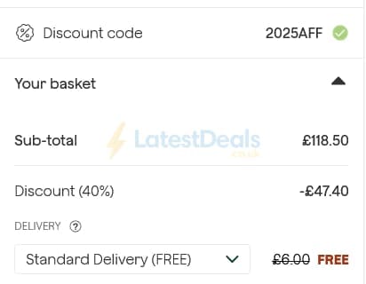 Screenshot of the Frive discount code working