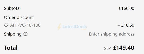 Screenshot of the Wovenhill discount code working