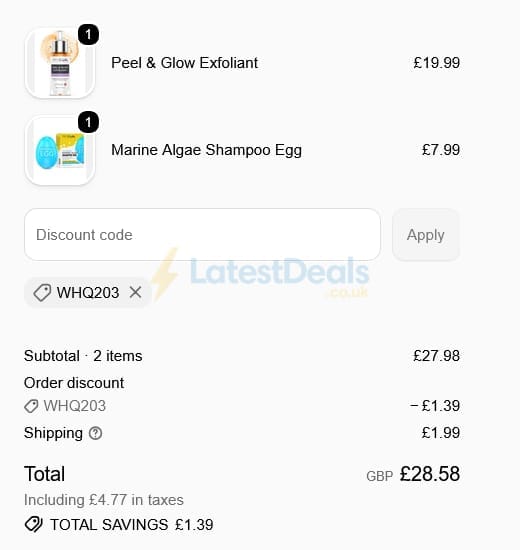 Screenshot of the Procoal discount code working