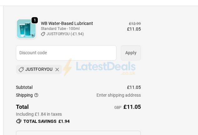 Screenshot of the Yesyesyes discount code working