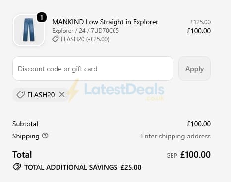 Screenshot of the 7 For All Mankind discount code working