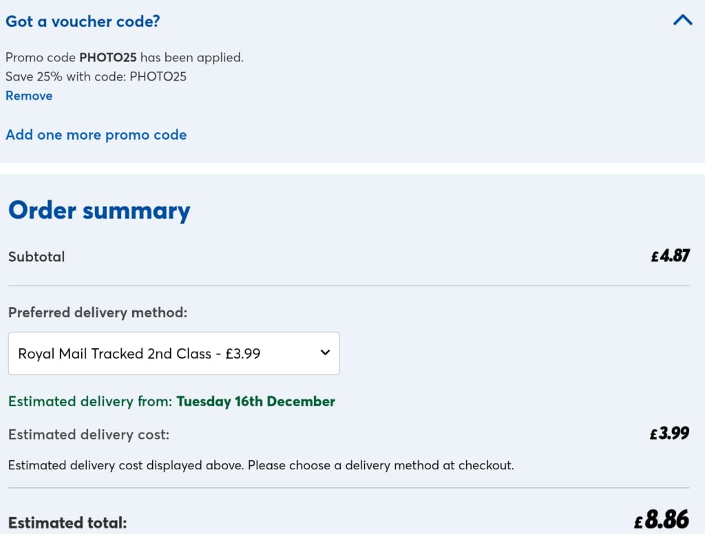Screenshot of the cardfactory discount code working