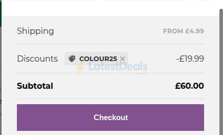 Screenshot of the Steven Brown discount code working