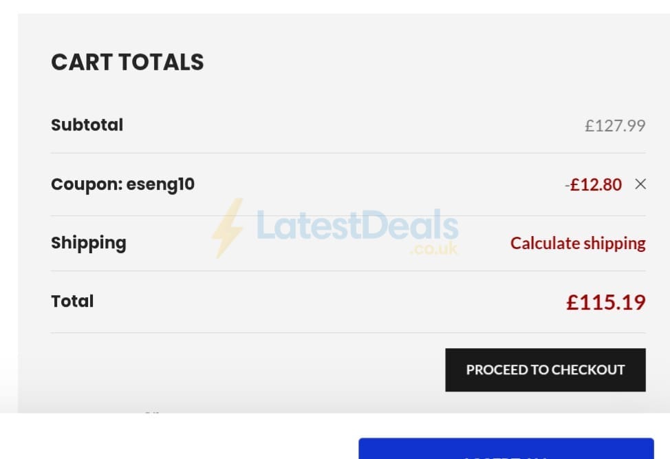 Screenshot of the Site King discount code working