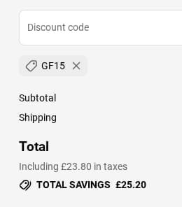 Screenshot of the Greenscents discount code working