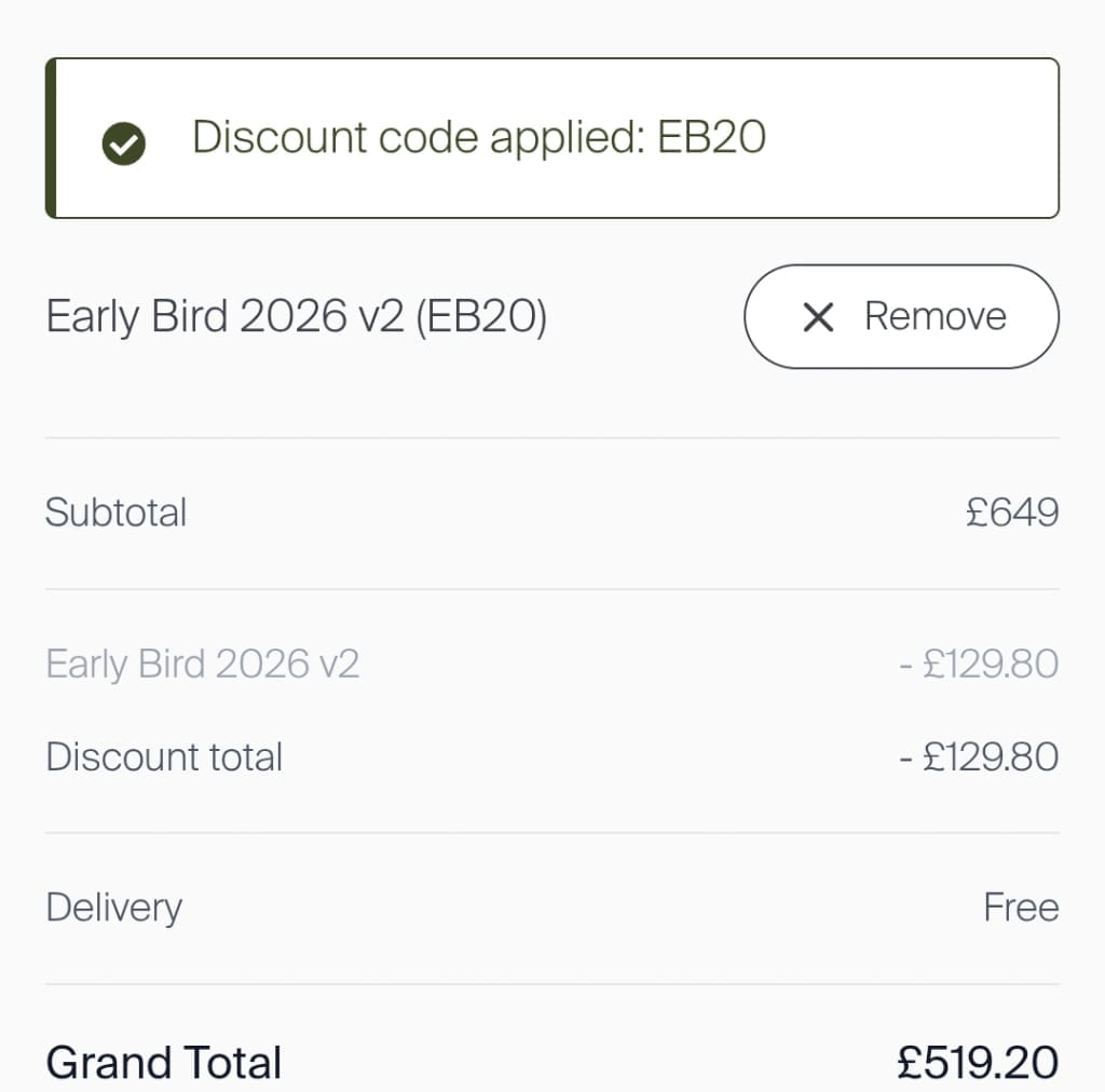 Screenshot of the Maze Living discount code working